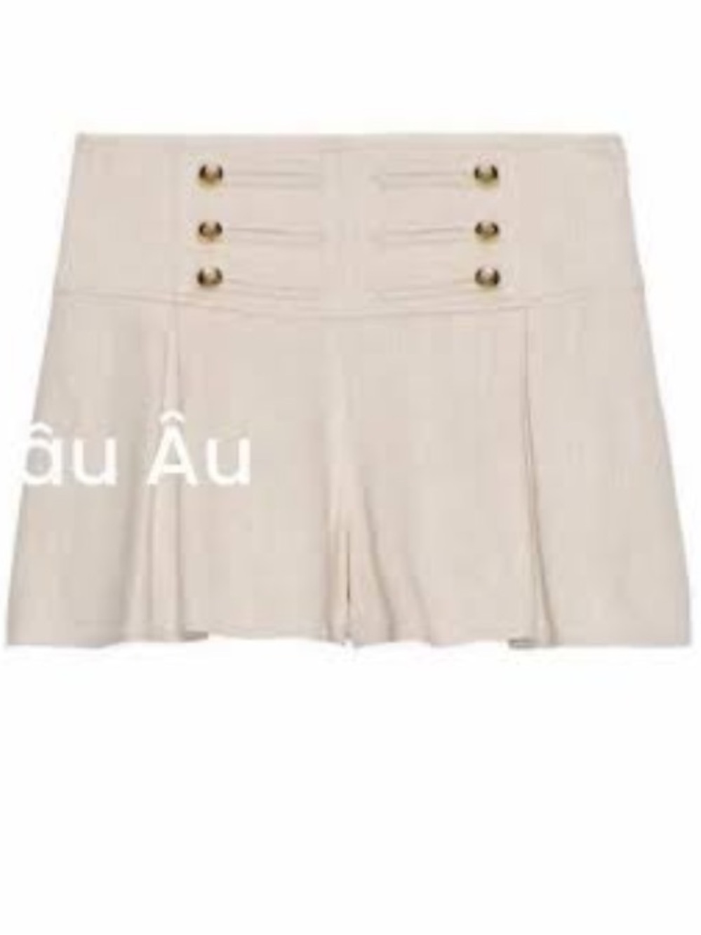 Zara Cream High-Waist Shorts with Gold Button Accents